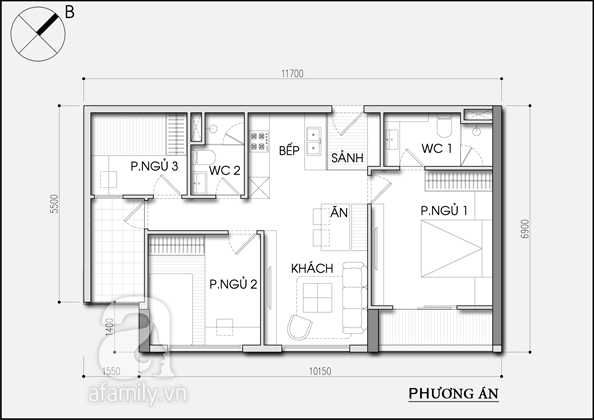 Tư vấn bố trí nội thất cho căn hộ 78 mét vuông 2