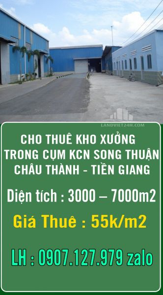 Cho Thuê Kho Xưởng Trong Cụm Kcn Song Thuận – Châu Thành – Tiền Giang - 12828142