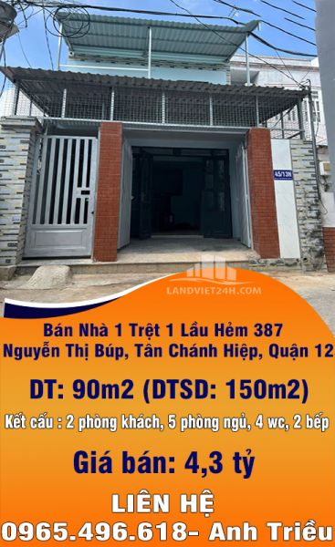 Cần Bán Nhà 1 Trệt 1 Lầu Hẻm 387 Nguyễn Thị Búp, Tân Chánh Hiệp, Quận 12, Tp.hcm - 13088347